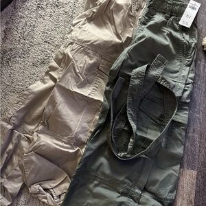 2 pair Abercrombie Kids Tan and Green Cargo Pants